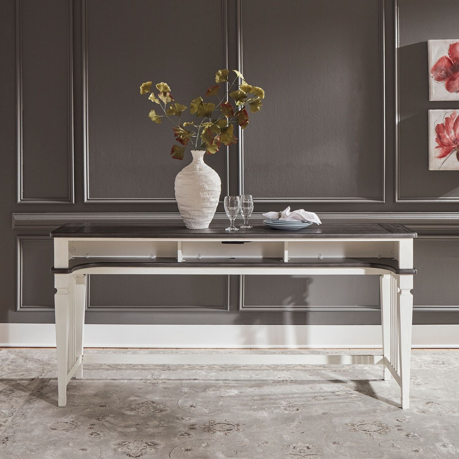 Allyson Park Wirebrushed White Console Bar Table