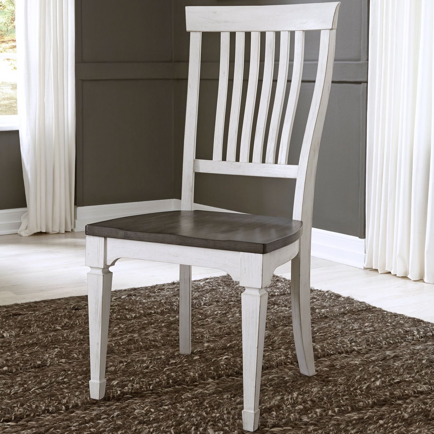 Liberty Allyson Park Wirebrushed White Slat Back Side Chair