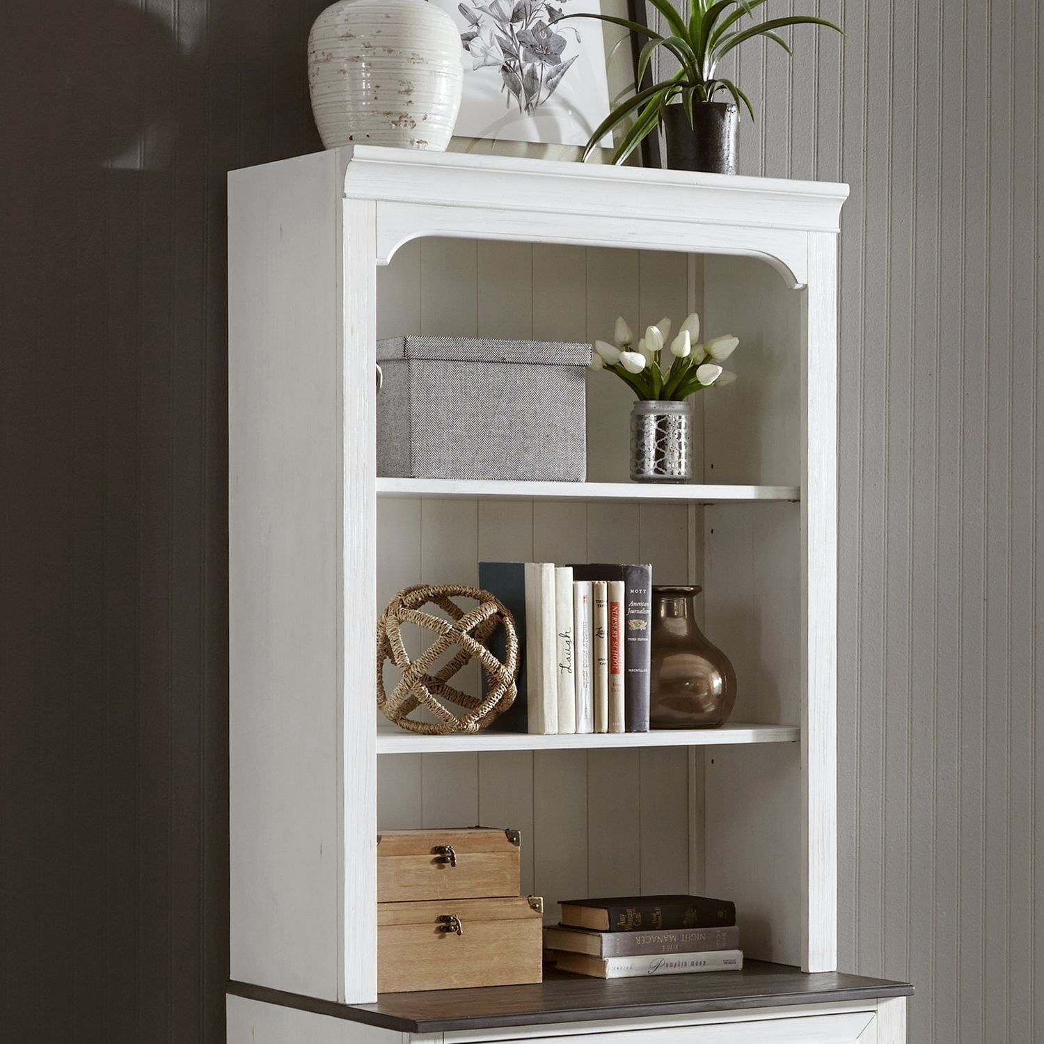 Allyson Park Wirebrushed White Bunching Lateral File Hutch