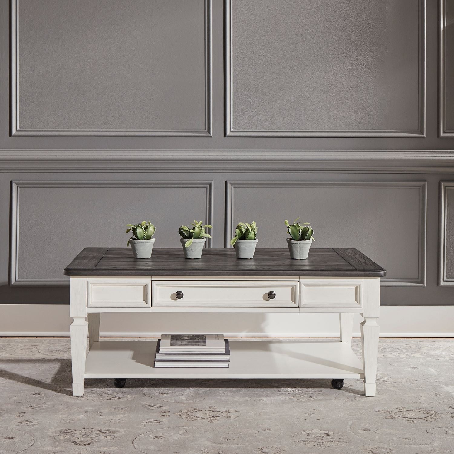 Allyson Park Wirebrushed White Rectangular Cocktail Table