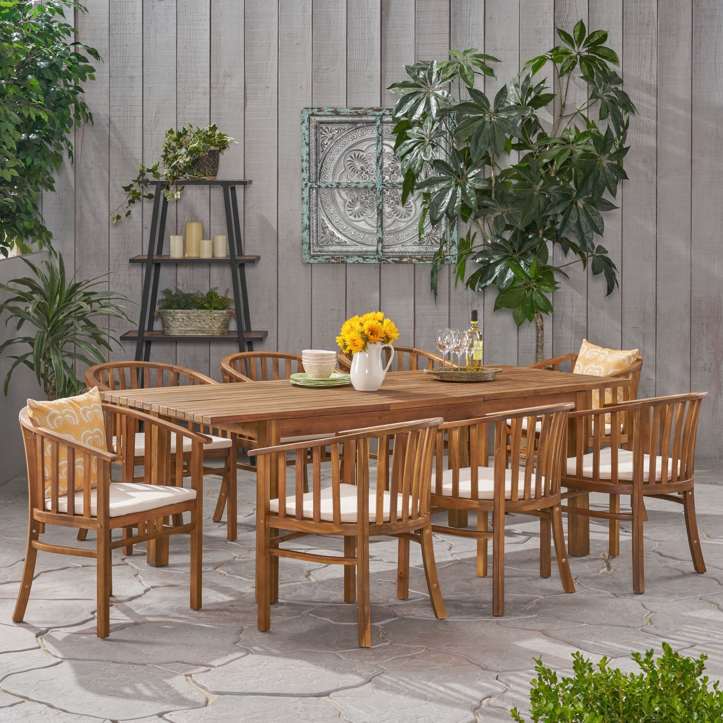 Alondra Outdoor 8 Seater Expandable Acacia Wood Dining Set By Christopher Knight Home