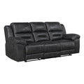Alonzo 91.5 Polished Microfiber Manual Double Reclining Sofa