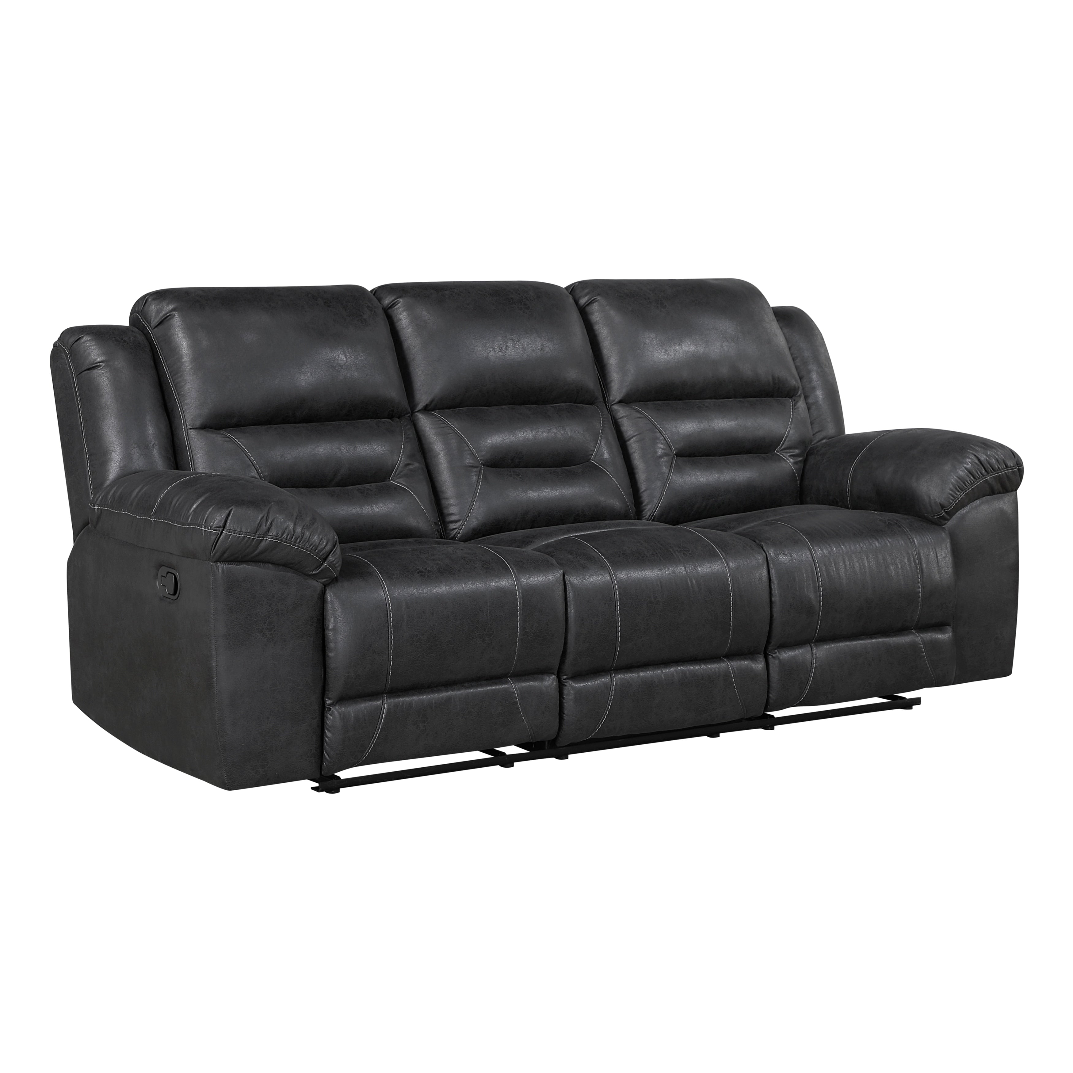 Alonzo 91.5 Polished Microfiber Manual Double Reclining Sofa