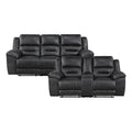 Alonzo Polished Microfiber 2 Piece Manual Reclining Sofa Set