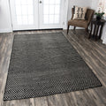 Hand Woven Ellington Black Jute Wool Pattern Runner Area Rug 26 X 8 26 X 8