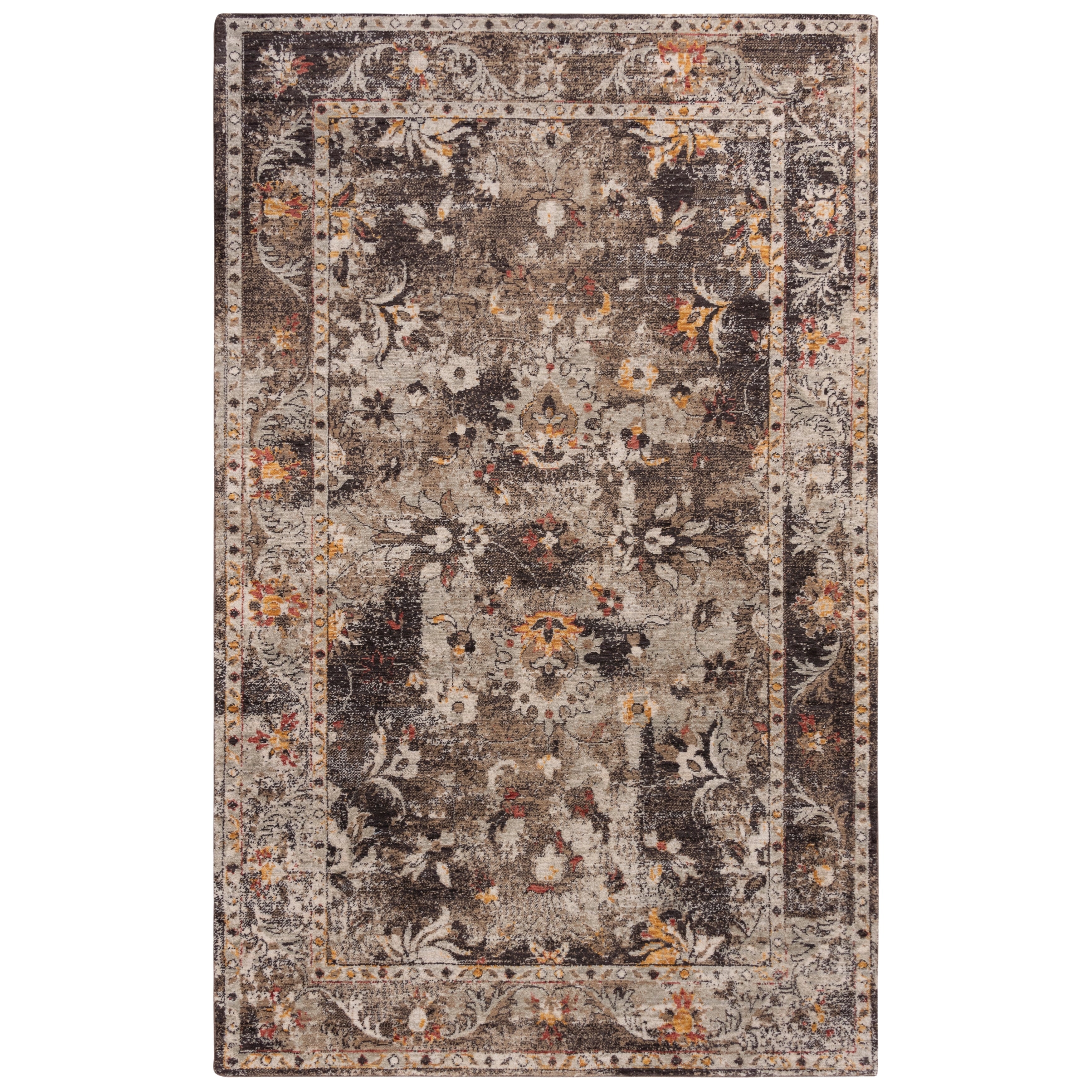 Alora Decor Infinity Collection Brown Floral Rug