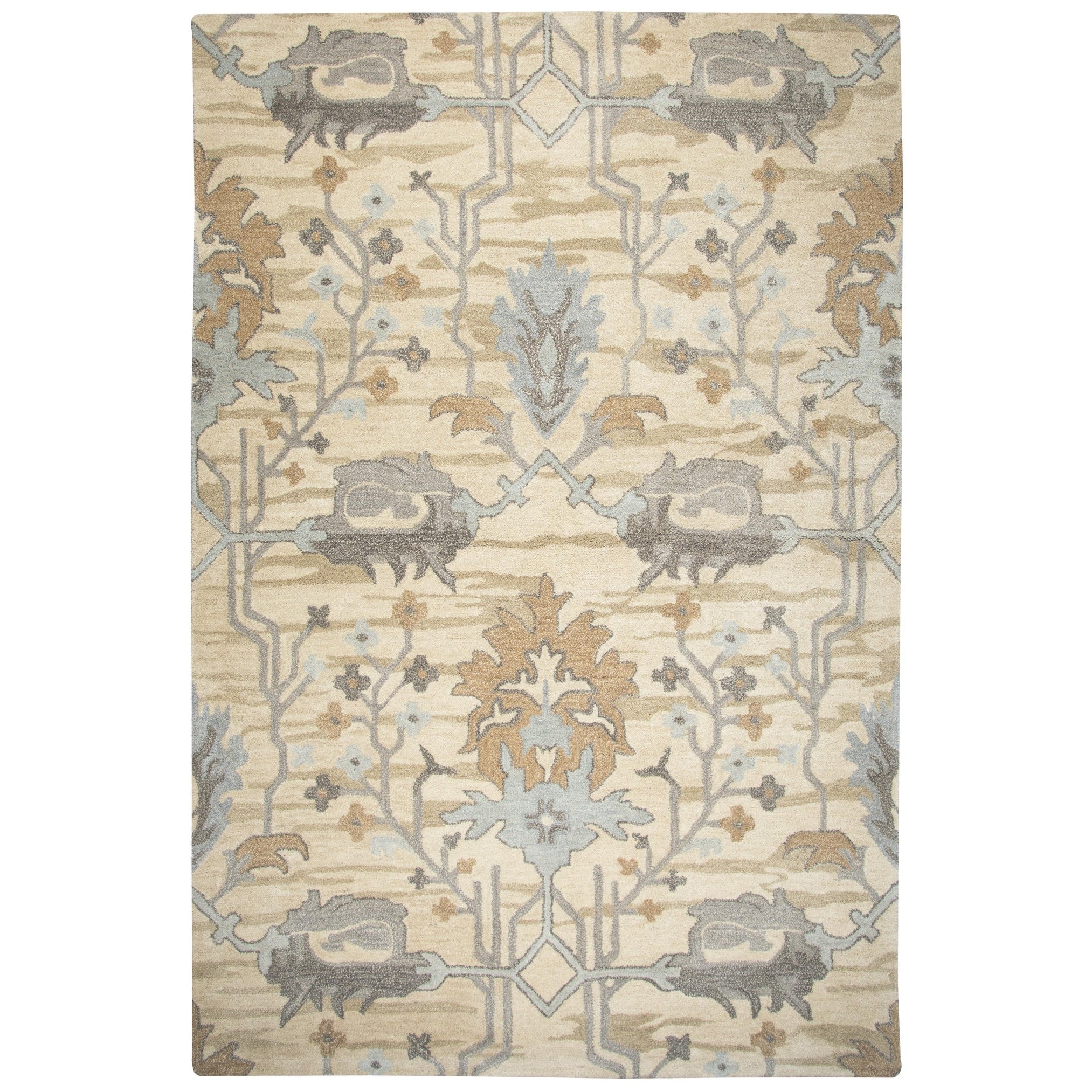 Alora Decor Liberty Collection Floral Botanical Hand Tufted Wool Rug 5 X 8