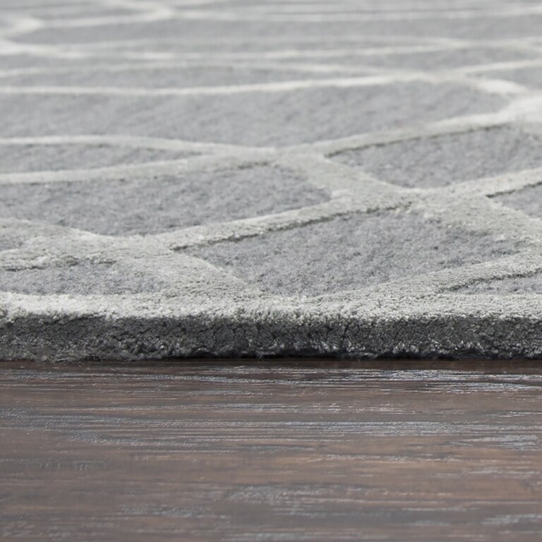 Hand Tufted Monroe Light Grey Geometric Wool And Viscose Area Rug 9 X 12 9 X 12