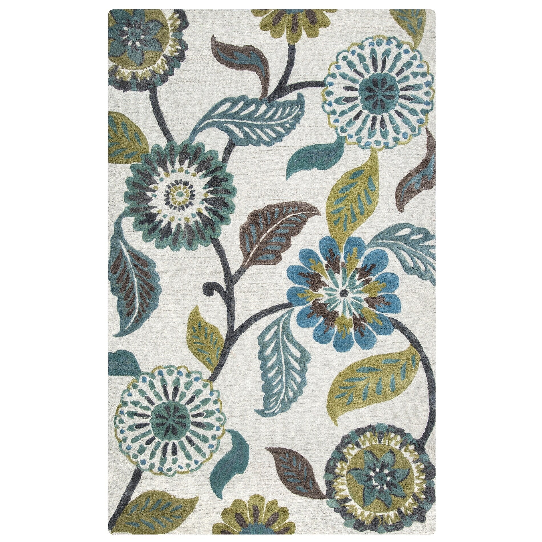 Rizzy Home Eden Harbor Hand Tufted Floral Blended Wool Area Rug 8 X 10 8 X 10
