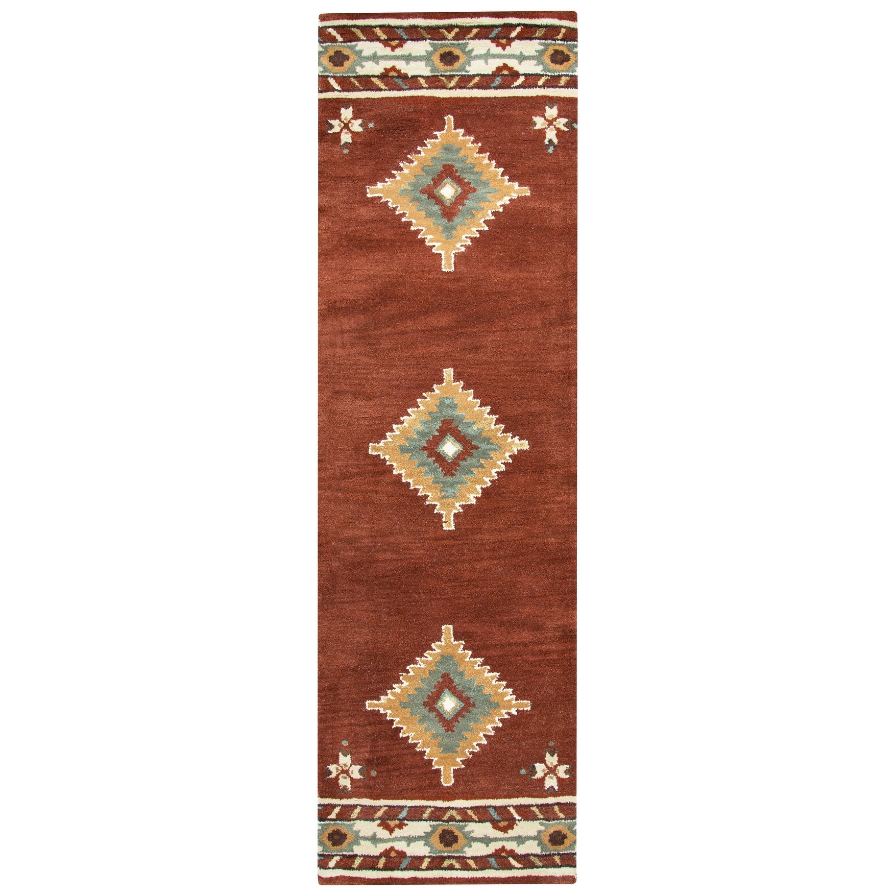 Rizzy Home Southwest Collection Hand Tufted Geometric Wool Red White Rug 5 X 8 5 X 8