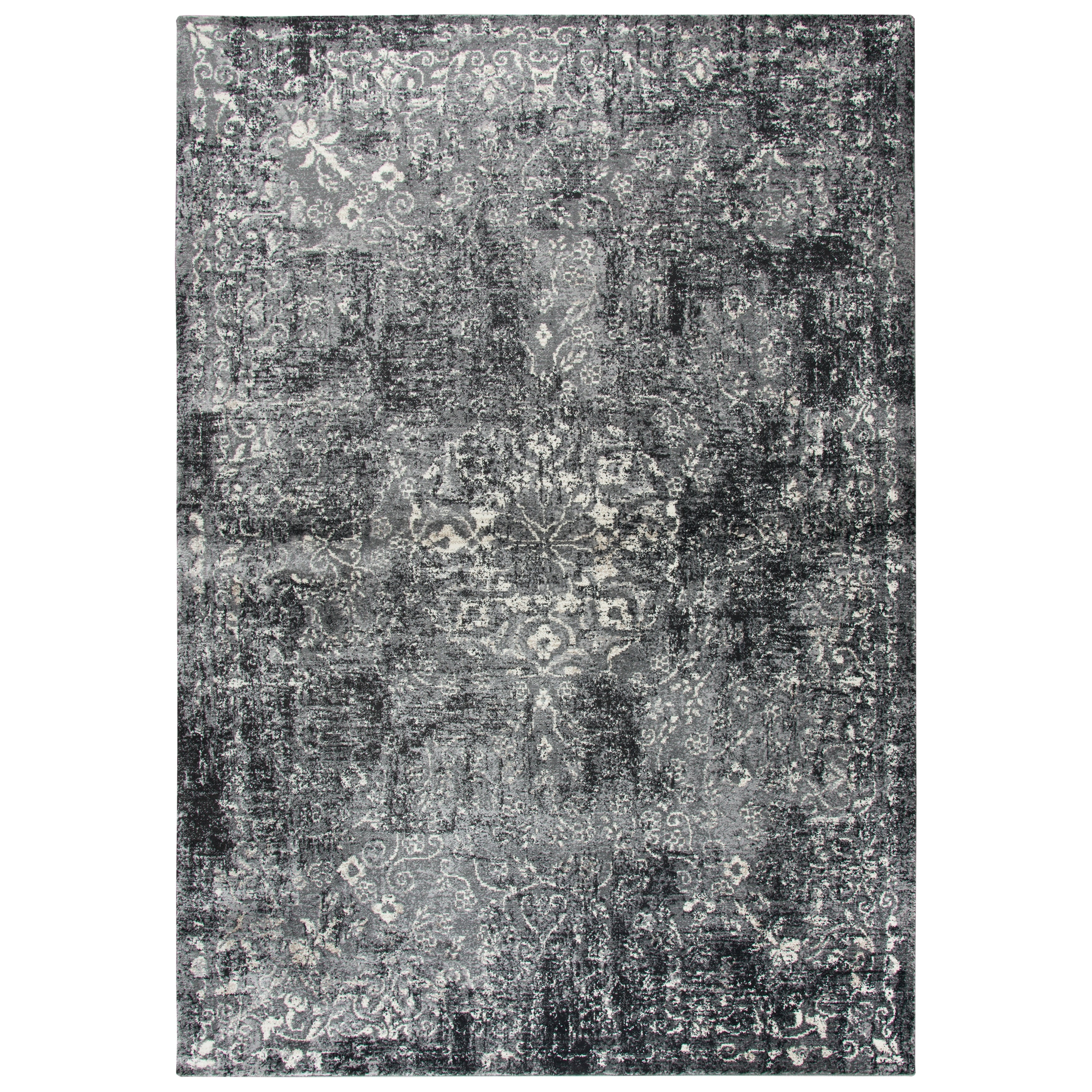Rizzy Home Panache Grey Central Medallion Floral Area Rug 67 X 96 67 X 96