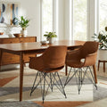 Set Of 2 Alora Retro Modern Caramel Brown Arm Chair Black Steel Legs