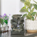 Alpine Corporation Gray 4 Tier Tabletop Outdoor Fountain 13 Inches