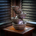 Alpine Tiering Bowls Fountain W White Led Light 13 Inch Tall
