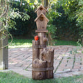 Alpine 35 Inch Outdoor 3 Tier Birdhouse Water Fountain