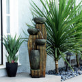 Alpine 40 Inch Cascading Rustic Bowls Fountain With Led Lights