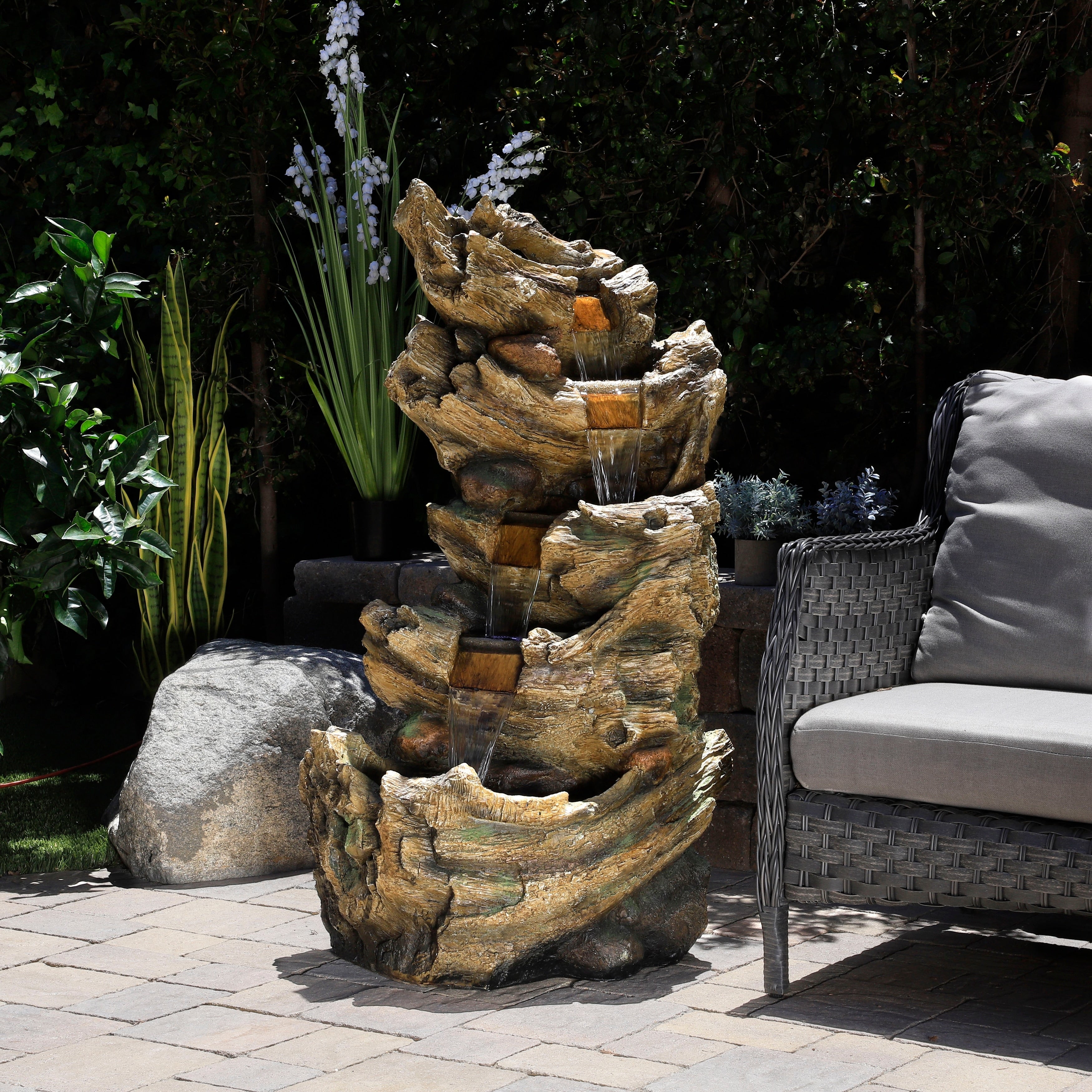 Alpine 5 Tier Waterfall Trunk Fountain 47 Inch Tall