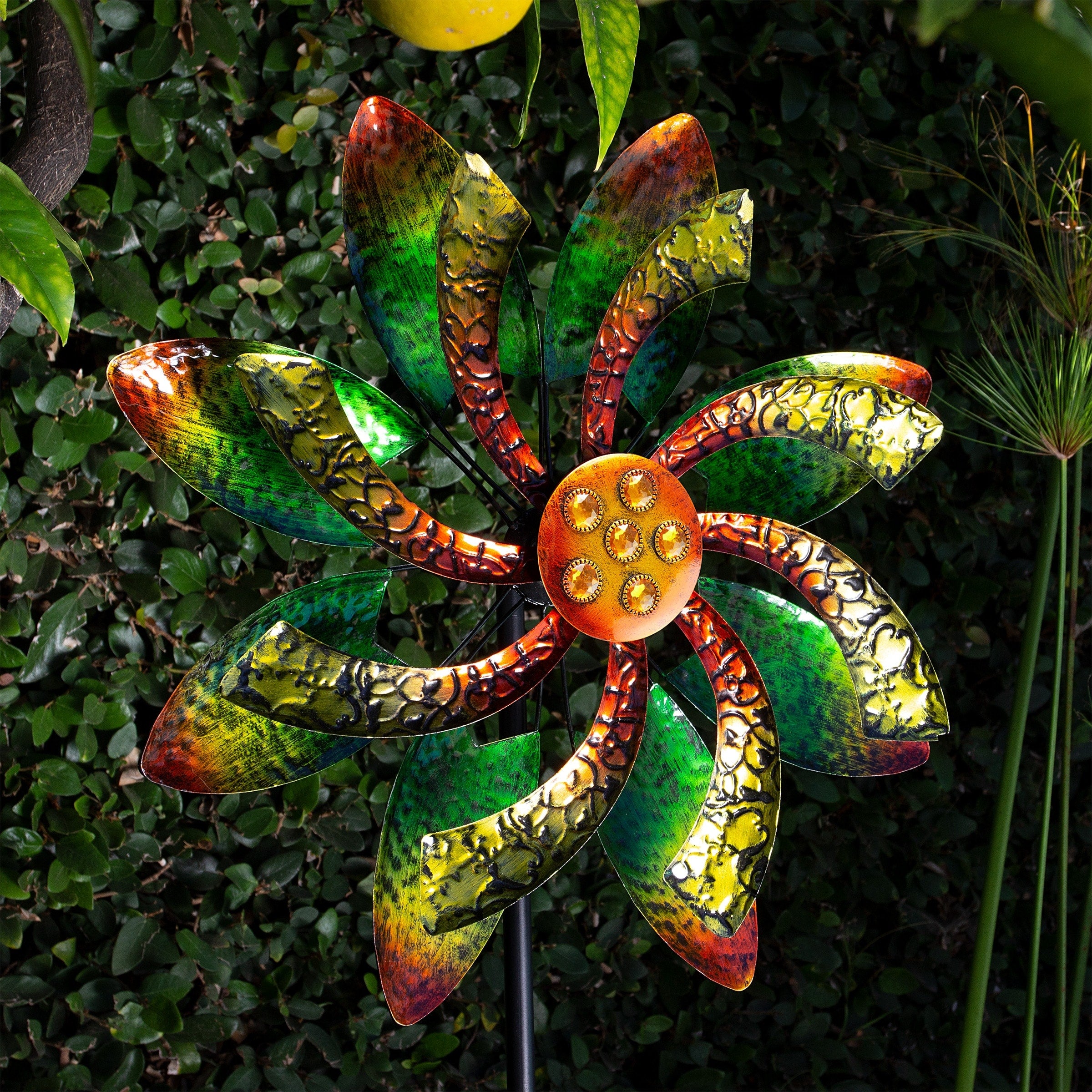 Alpine Corporation Green And Orange Windmill Garden Stake