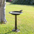 Alpine Birdbath Bronze W Bird Decoration 26 Inch Tall