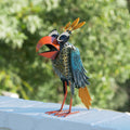 Alpine 12 Inch Outdoor Metal Wide Eyed Bird Standing Statue Multicolor