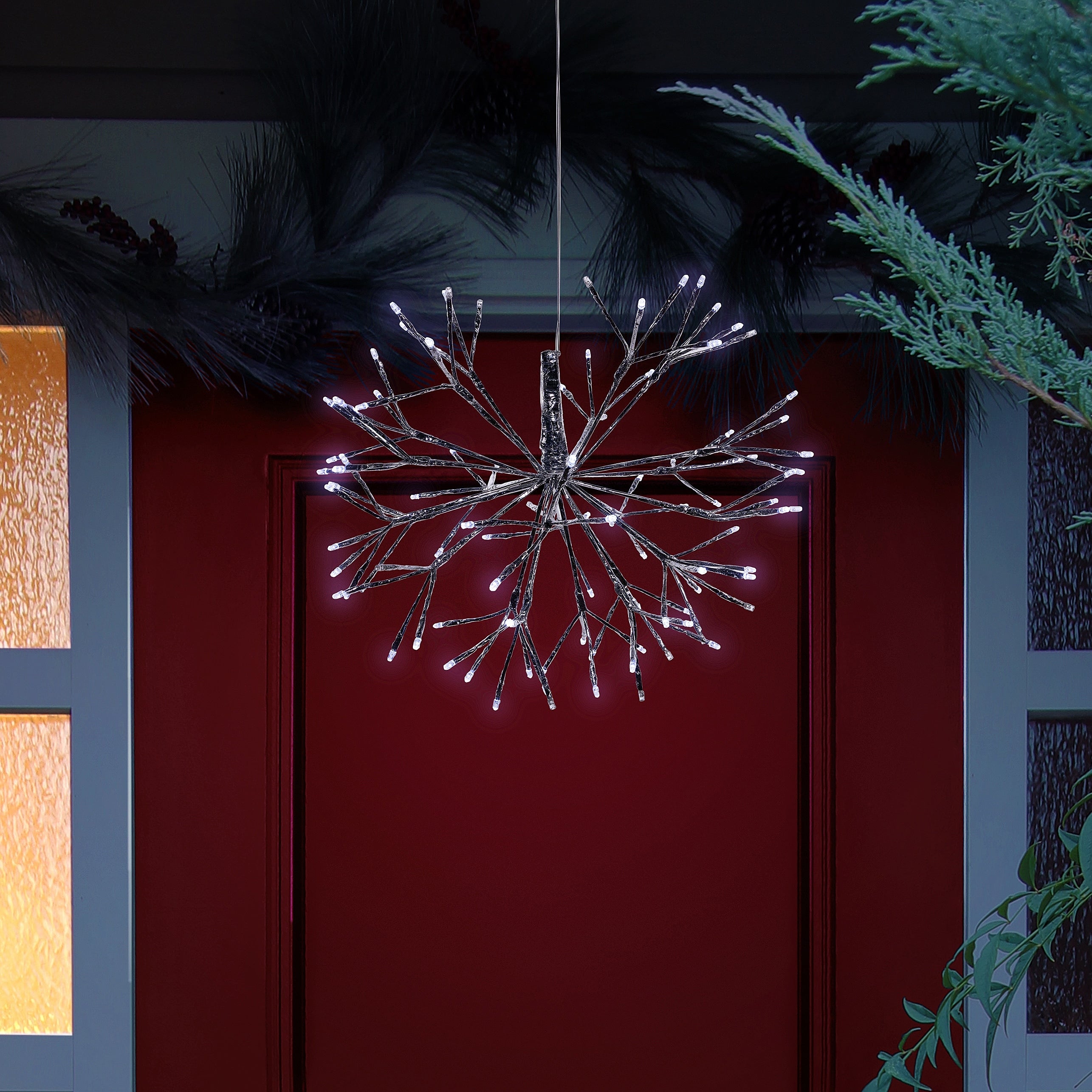 Alpine Christmas Multi Color Snowflake Large Ornament With 96 Led Lights 16 Inch Tall