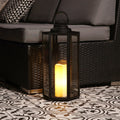Alpine Corporation Black Hexagonal Candlelit Lantern With Warm White Leds Large