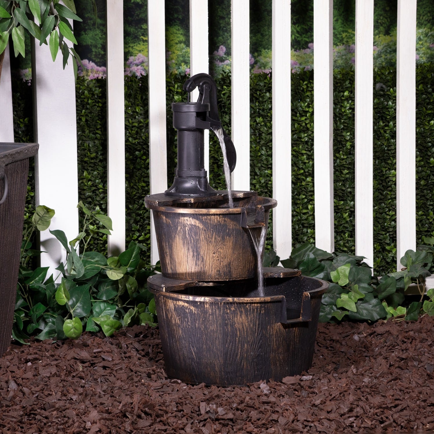 Alpine Two Tier Barrel Pump Fountain Bronze Finish 27 Inch Tall