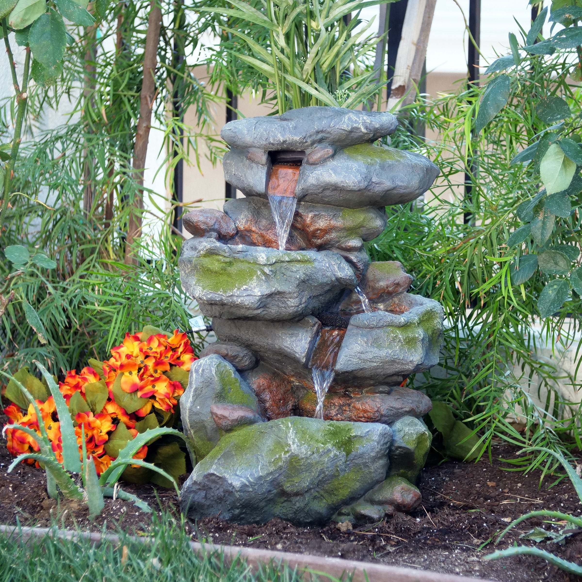 Alpine Corporation 3 Tier Rock Outdoor Fountain 22 Inches