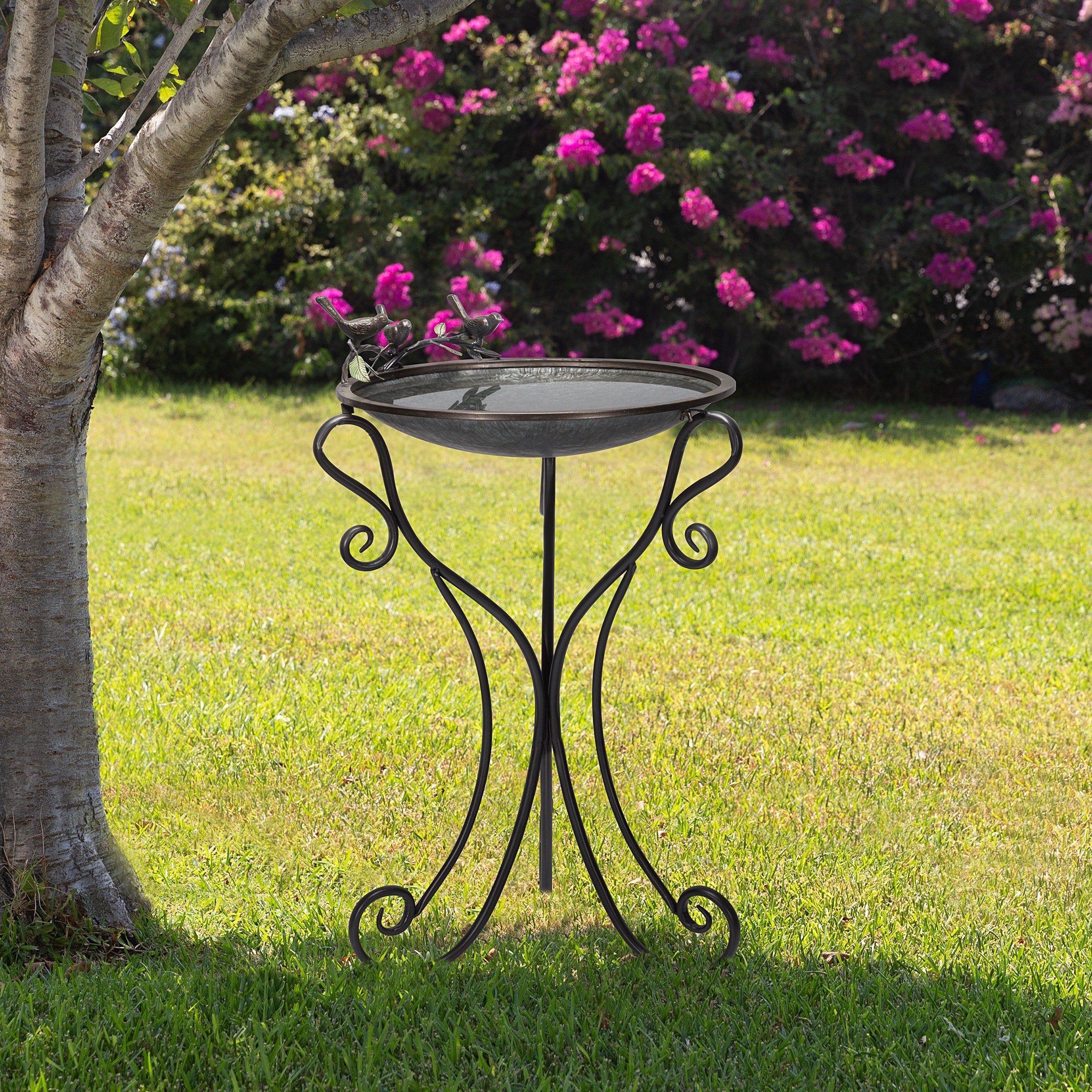 Alpine Corporation Vintage Metal Outdoor Birdbath 24 Inches