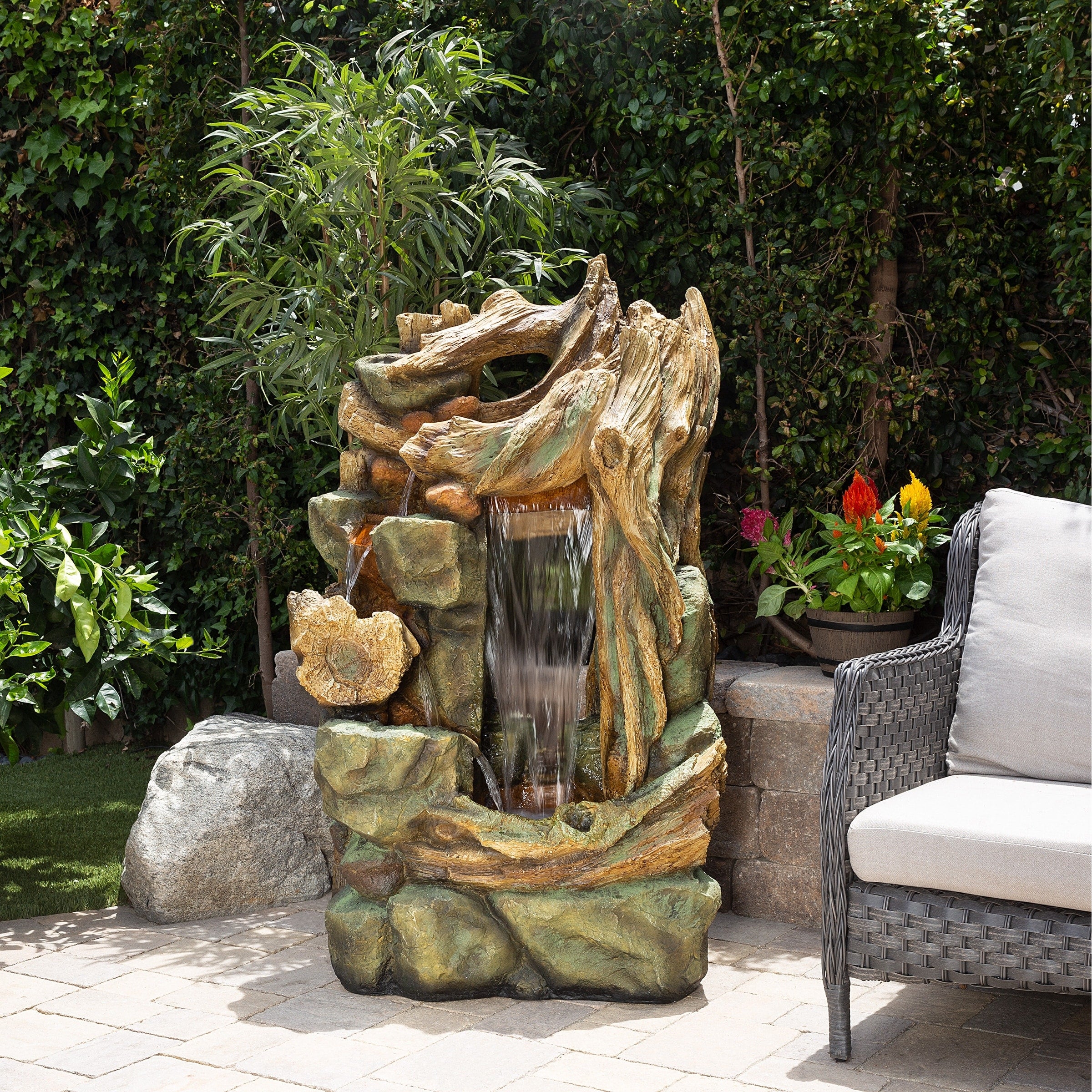 Alpine Side Tiering Rainforest Fountain W Led Light 55 Inch Tall
