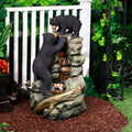 Alpine Mom And Bear Cub Climbing Waterfall Fountain W Led Lights 36 Inch Tall