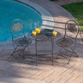 Alpine Corporation Brown Metal Bistro Table And Chairs Set