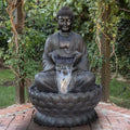 Alpine Buddha Zen Fountain W Led Light Gray 54 Inch Tall