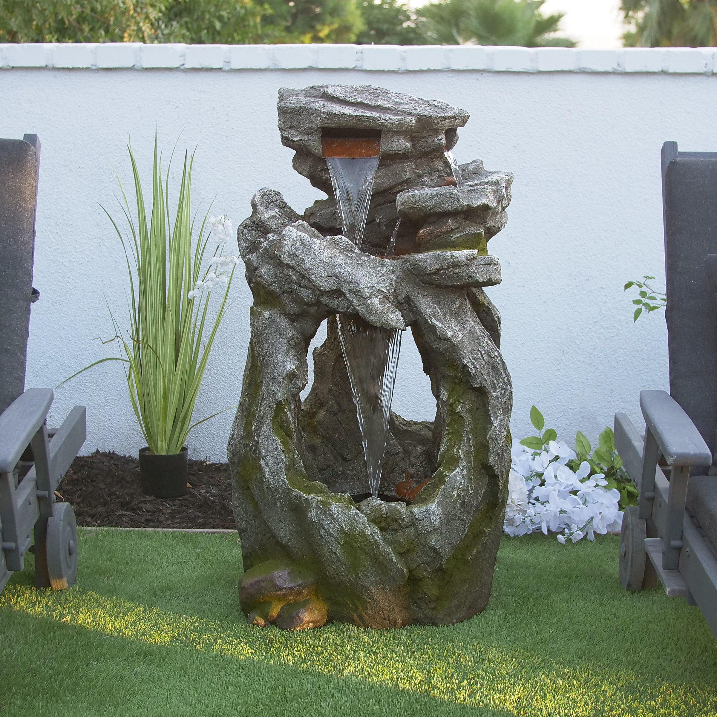 Alpine Corporation Rainforest Fountain With Led Lights