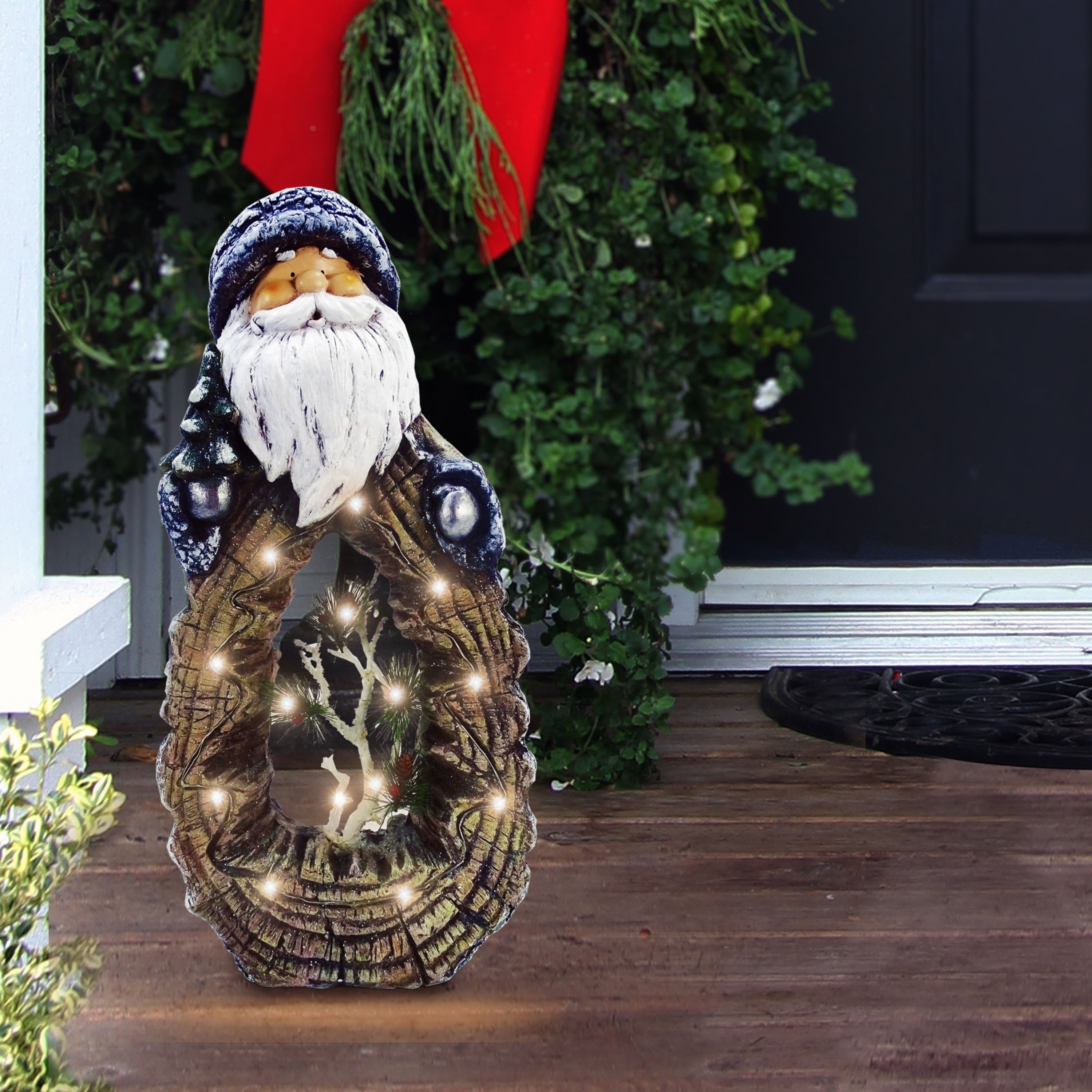 Alpine Corporation Santa Statue With Led Lights Holiday D Cor 21 Inch Tall