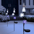 Alpine Corporation Snowman And Snowflakes Christmas Stake With Solar Led Lights