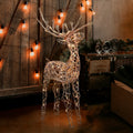 Alpine Corporation Outdoor Rattan Grazing Reindeer 34 Inches