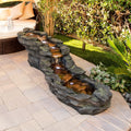 Alpine Corporation Tiered Rocky River Stream Fountain With White Led Lights