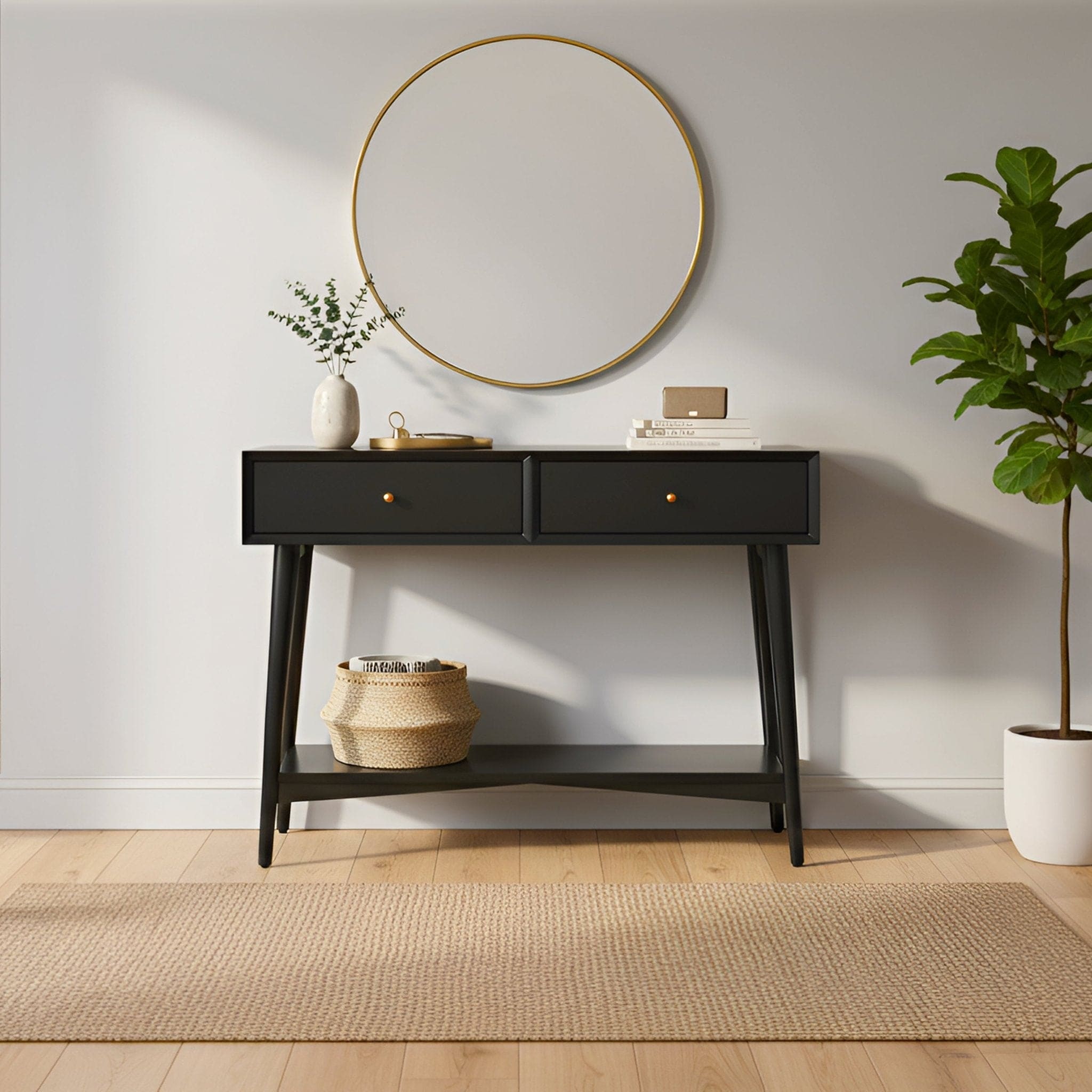 Alpine Furniture 42 W Flynn Console Table In Black