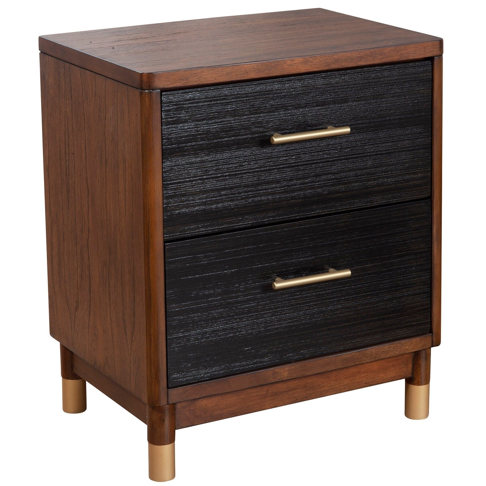 Alpine Furniture Belham 2 Drawer Wood Nightstand In Dark Walnut Brown