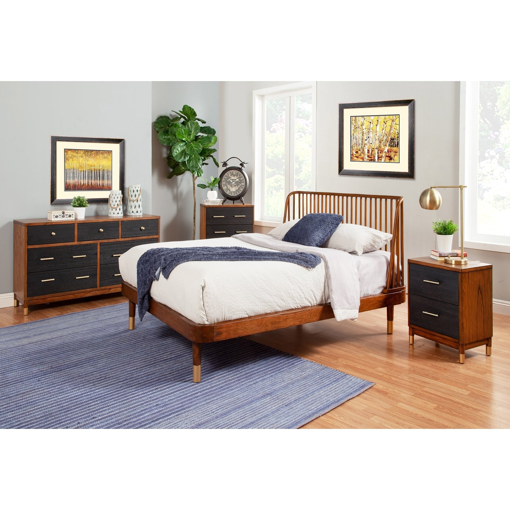 Alpine Furniture Belham 3 Drawer Small Wood Chest In Dark Walnut Brown