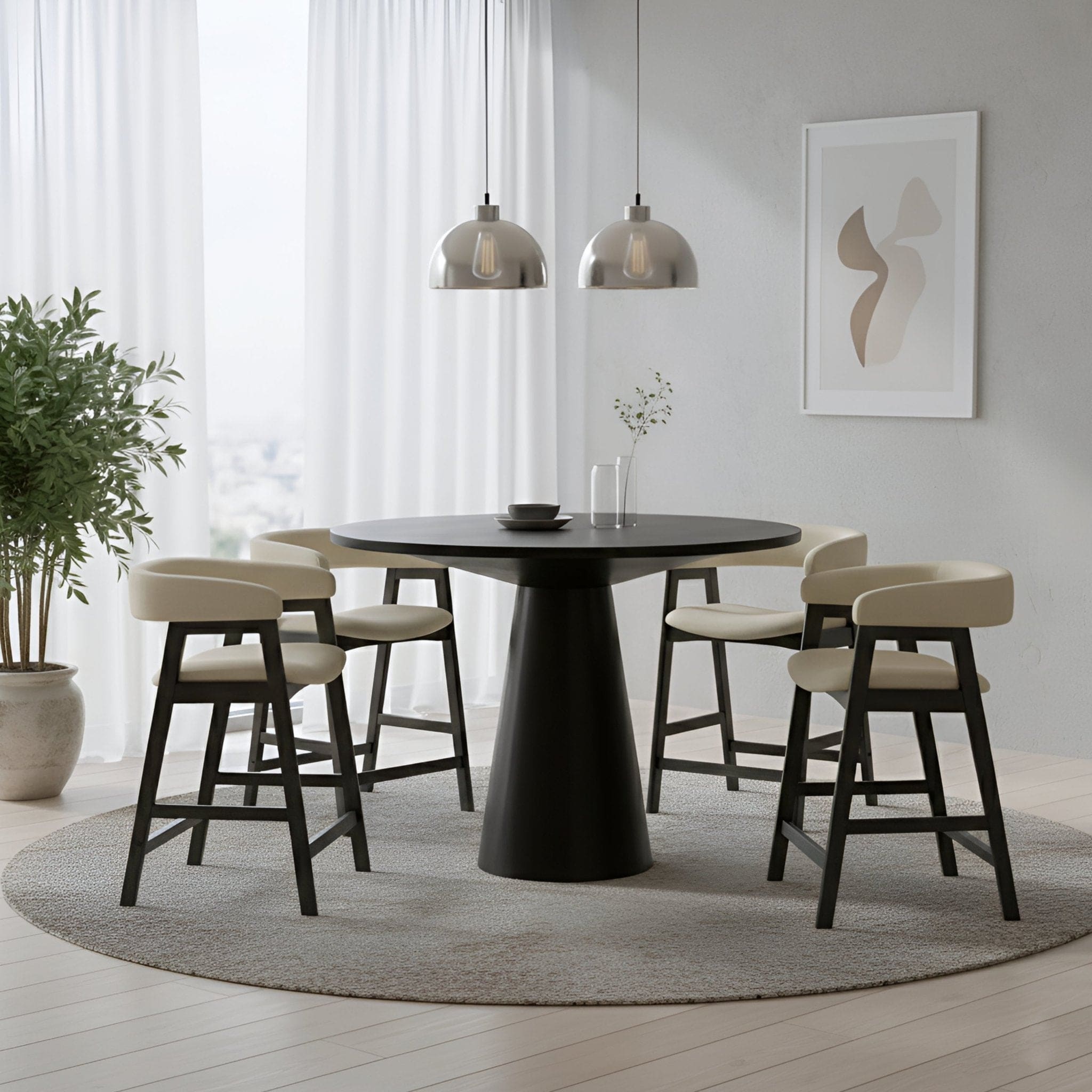 Alpine Furniture Cove 47.5 W Round Counter Height Table Black