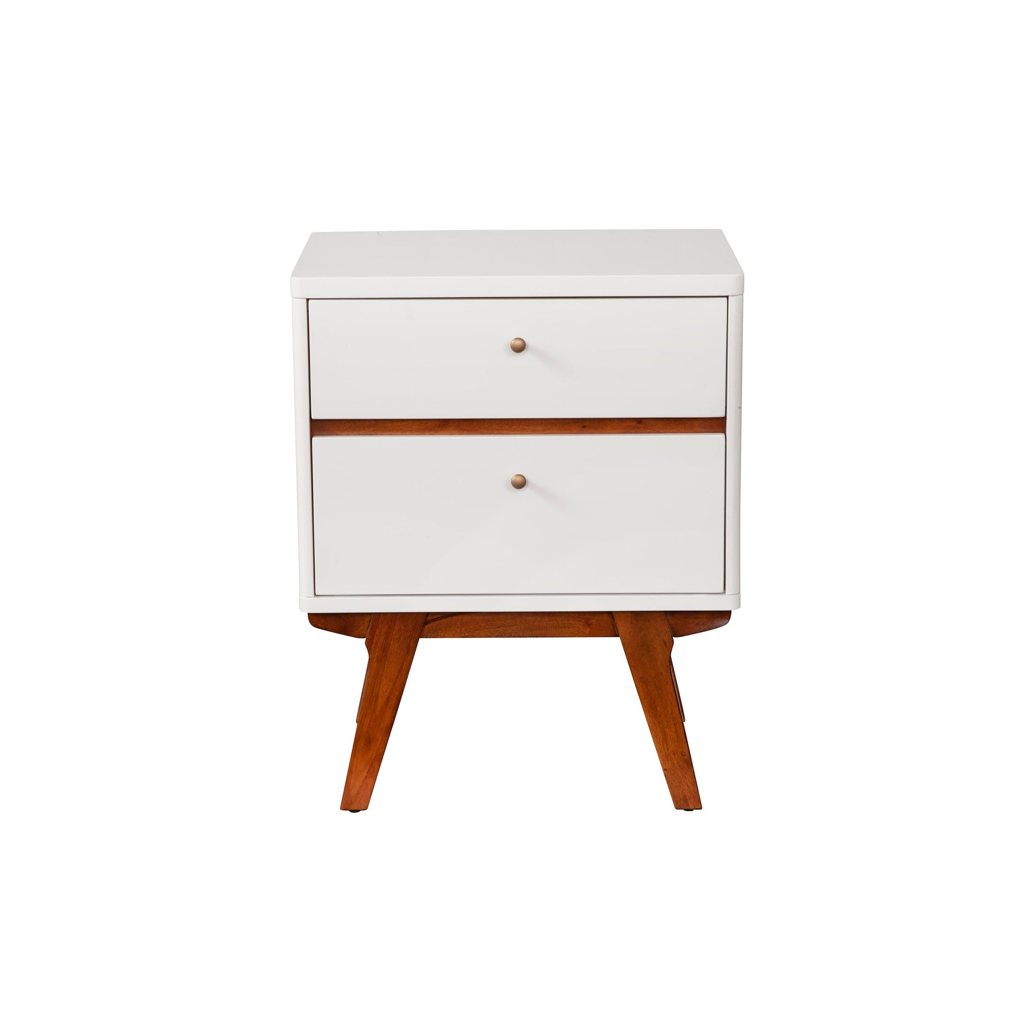 Alpine Furniture Dakota Two Drawer Wood Nightstand In White