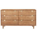 Alpine Furniture Easton Six Drawer Wood Dressser In Sand Beige