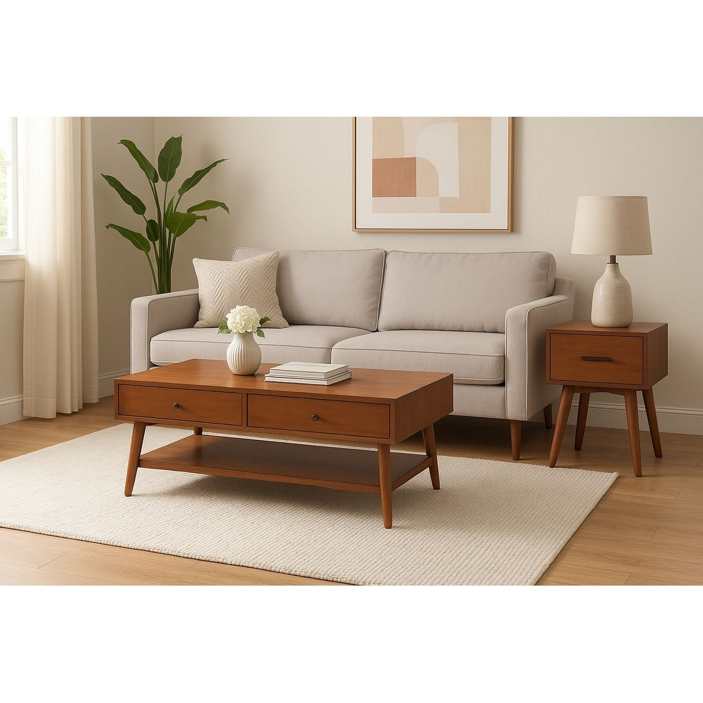 Alpine Furniture Flynn 48 In. W Coffee Table With Storage Chestnut