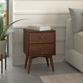 Alpine Furniture Flynn Mid Century Wood 2 Drawer Nightstand In Walnut Brown