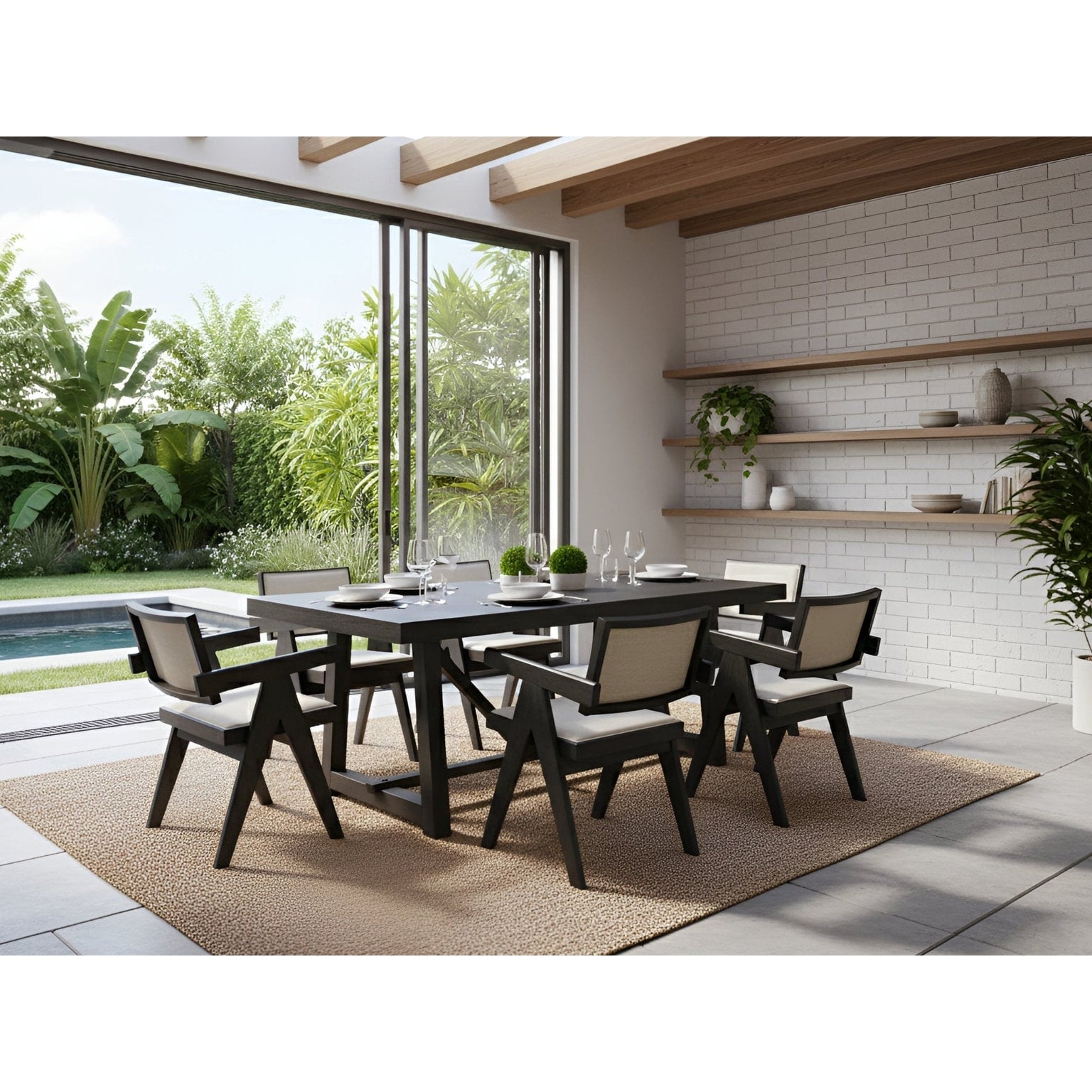Alpine Furniture Raquel 84 W Rectangular Dining Table In Black