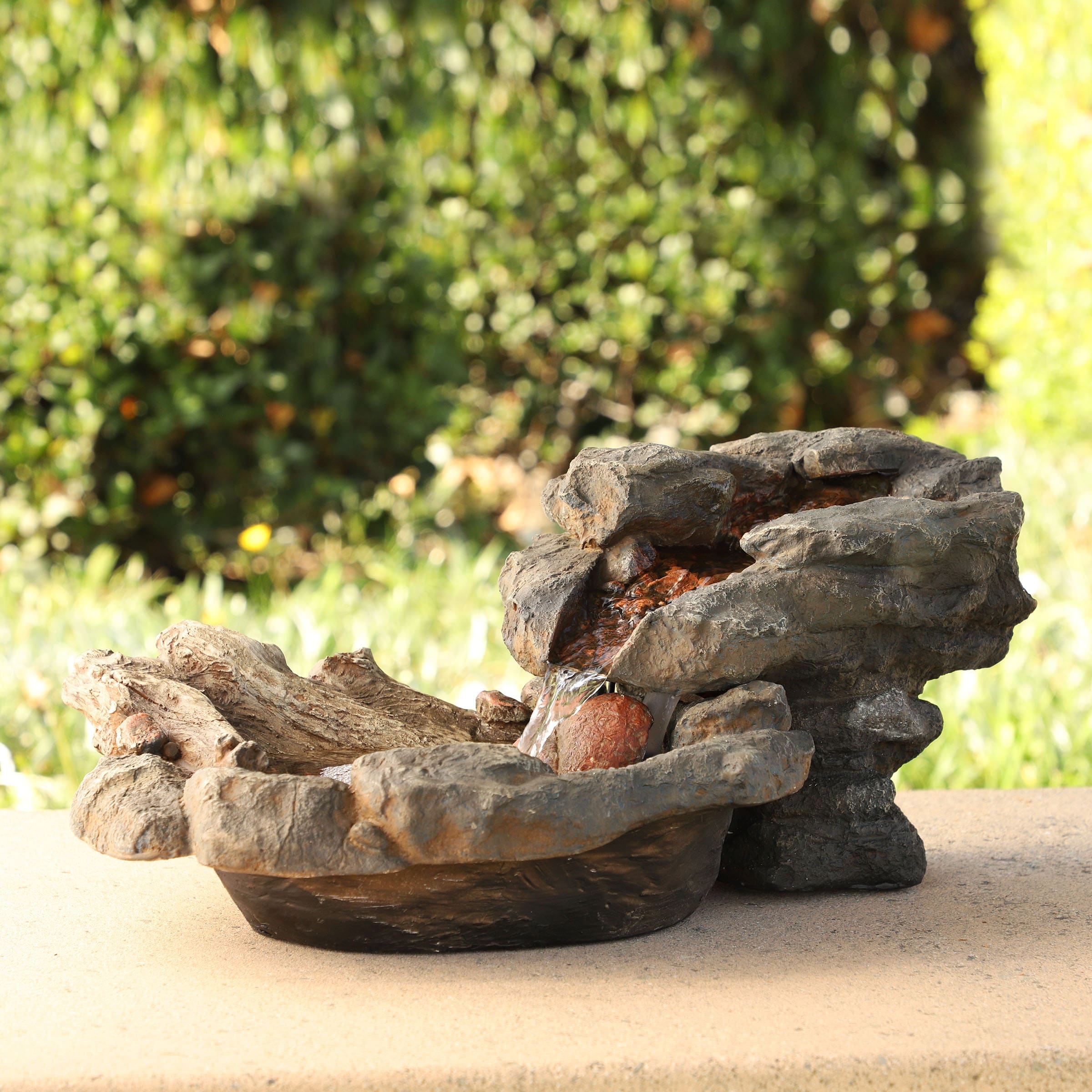 Alpine Rock Waterfall Fountain W Led Lights 9 Inch Tall