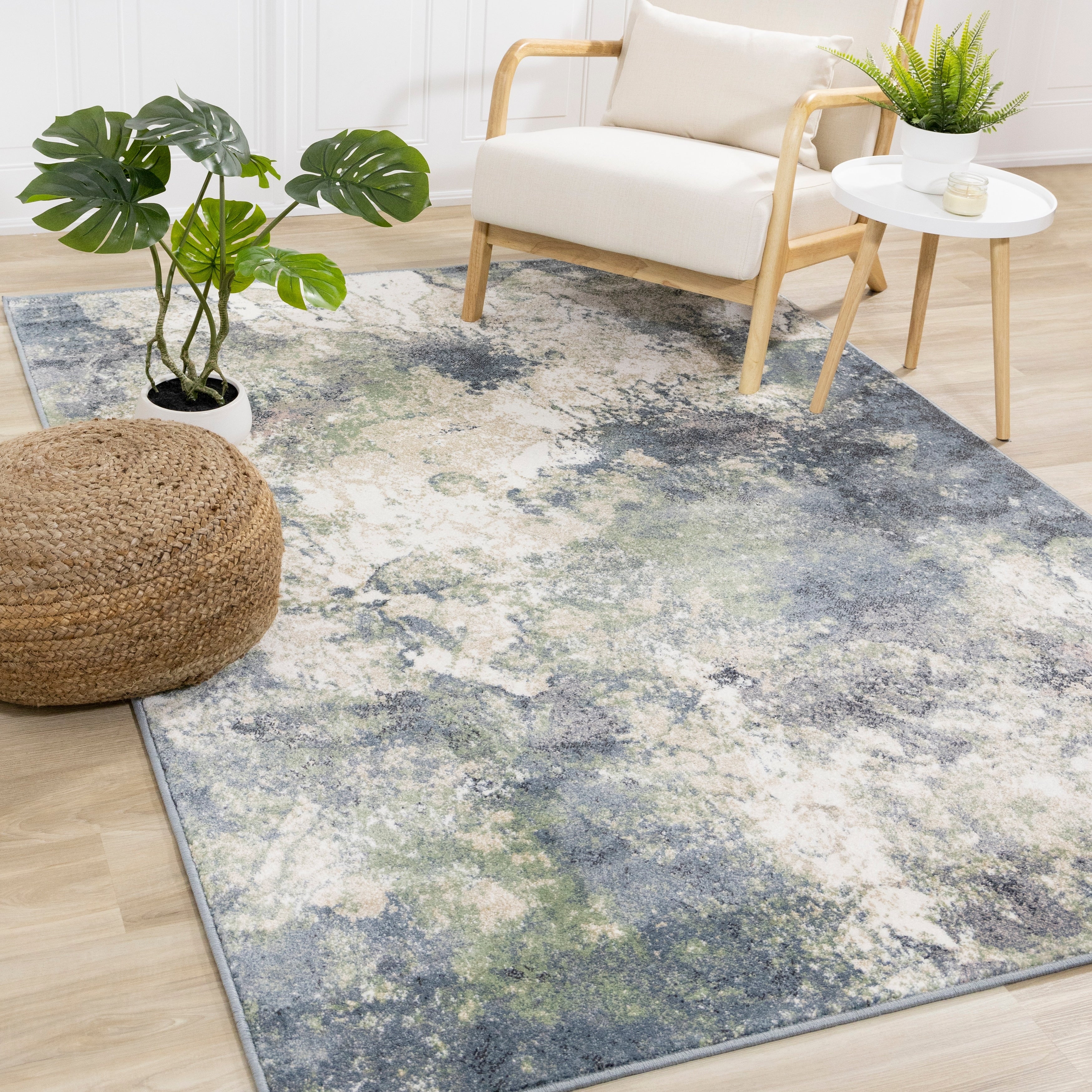 Dais Blue Green Art Studio Low Pile Rug