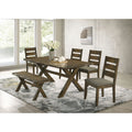 Alston Rustic 6 Piece Trestle Dining Set With Bench